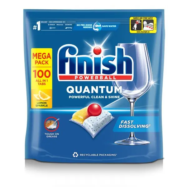 Finish Quantum Lemon All in One Dishwasher Tablets (100)