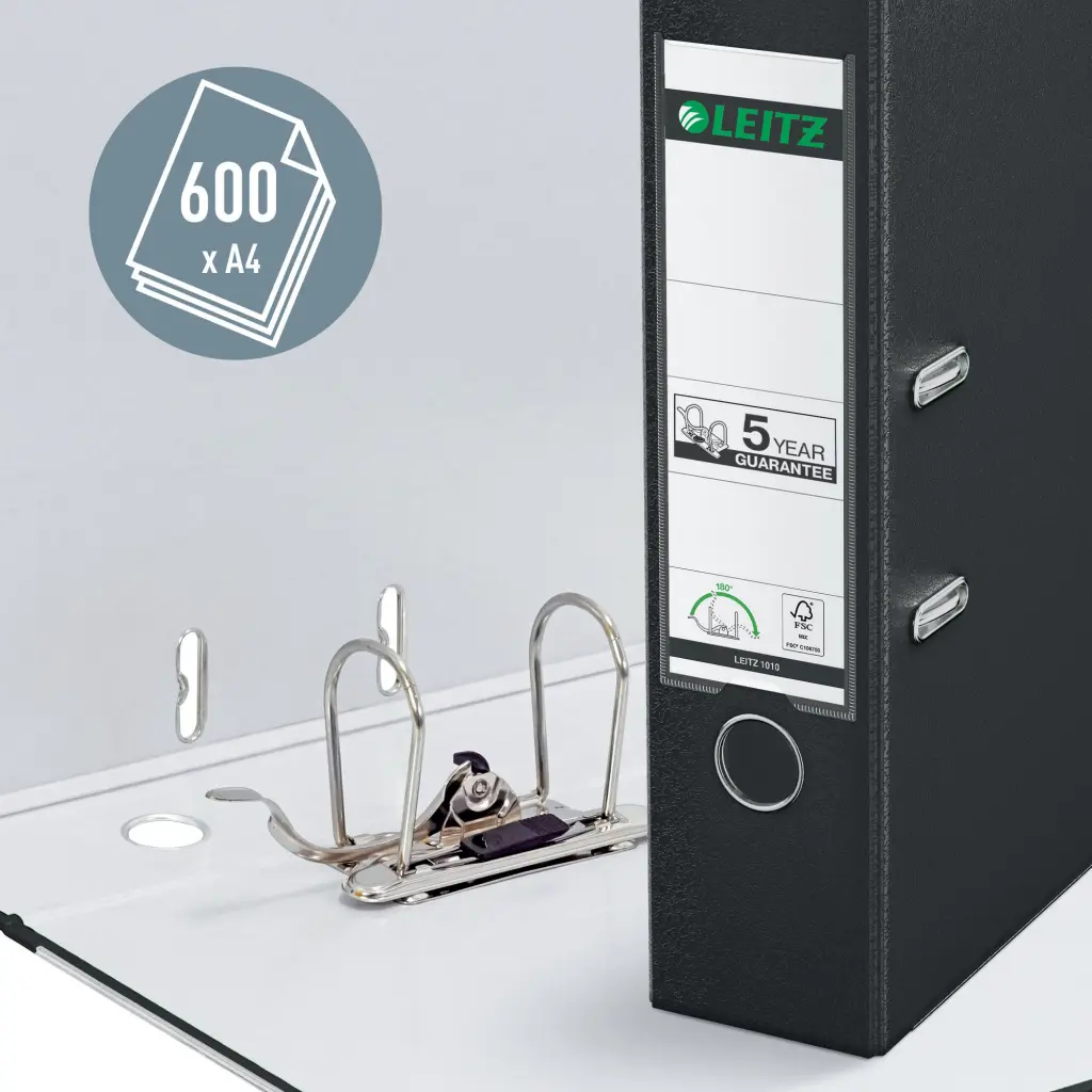 Leitz PP Lever Arch File A4 80mm Black (10)