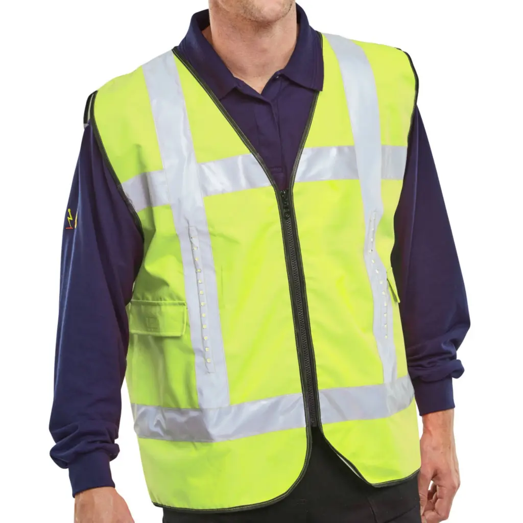 Light Vest Safety Basic Front Light C / W Pockets Saturn Yellow L / XL