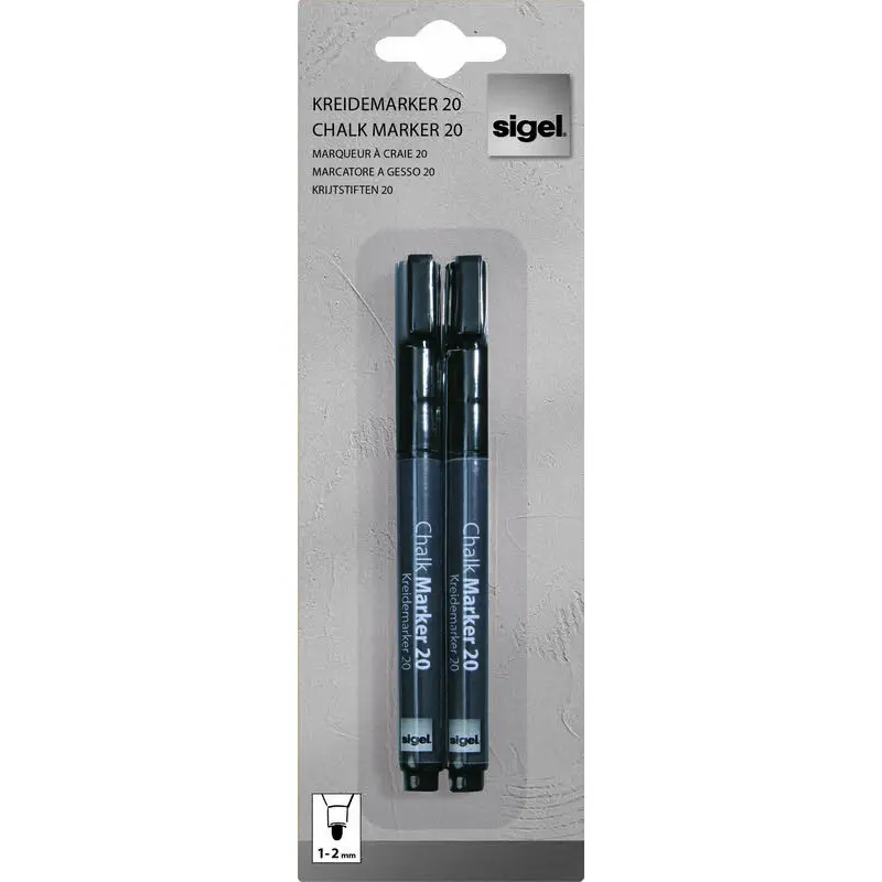 Liquid Chalk Water-Based Marker Black easy wipe 1-2mm bullet tip (2) - GL177