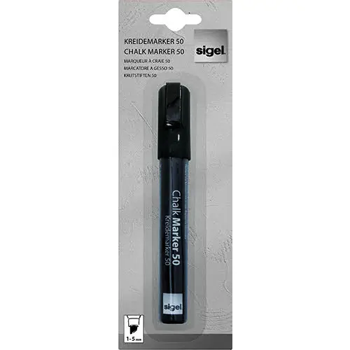 Liquid Chalk Water-Based Marker Black easy wipe 1-5mm chisel tip (1) - GL180