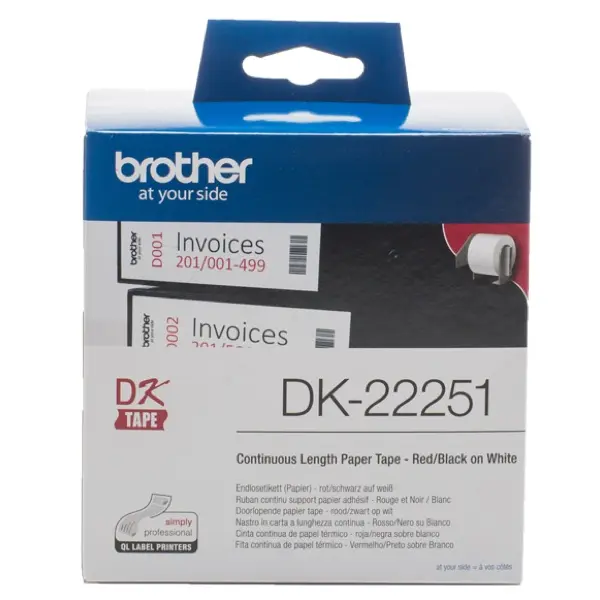 OEM Brother DK-22251 Continuous Paper Tape Red/Black on White