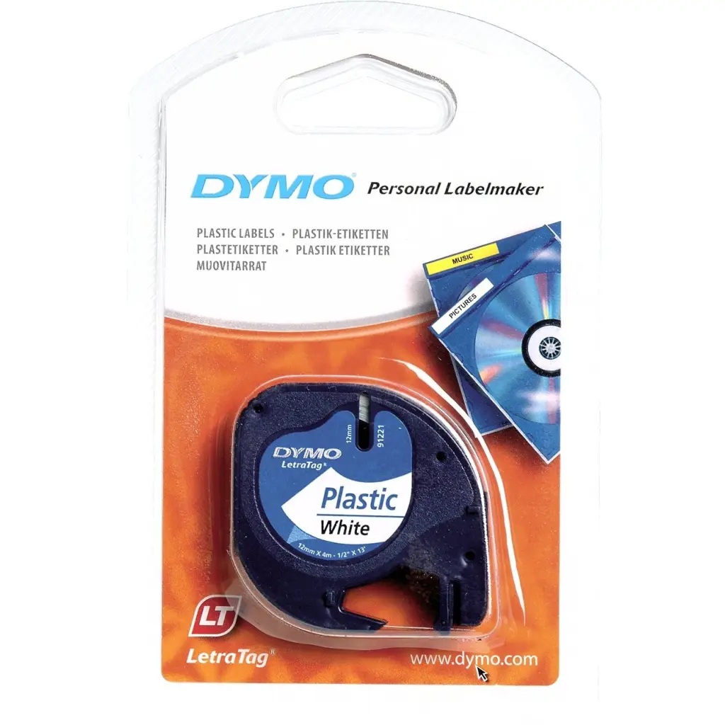 OEM Dymo 91221 (S0721660) DirectLabel-etikettes Polyester white 12mm x 4m for Dymo LetraTag