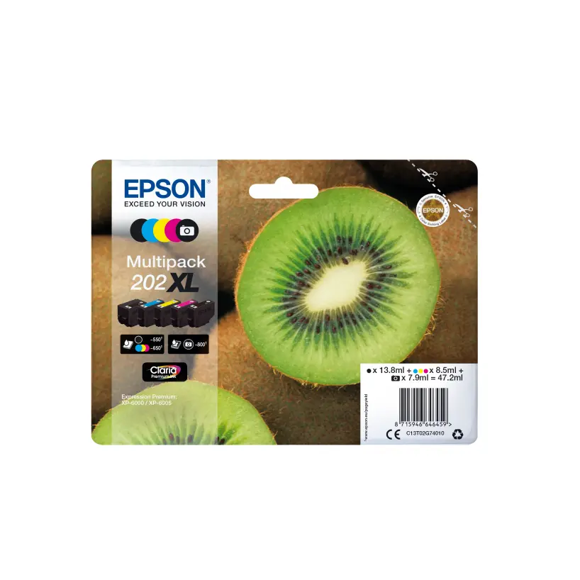 OEM Epson 202XL (T02G74010) Original Claria Premium High Capacity Multipack (Kiwi)