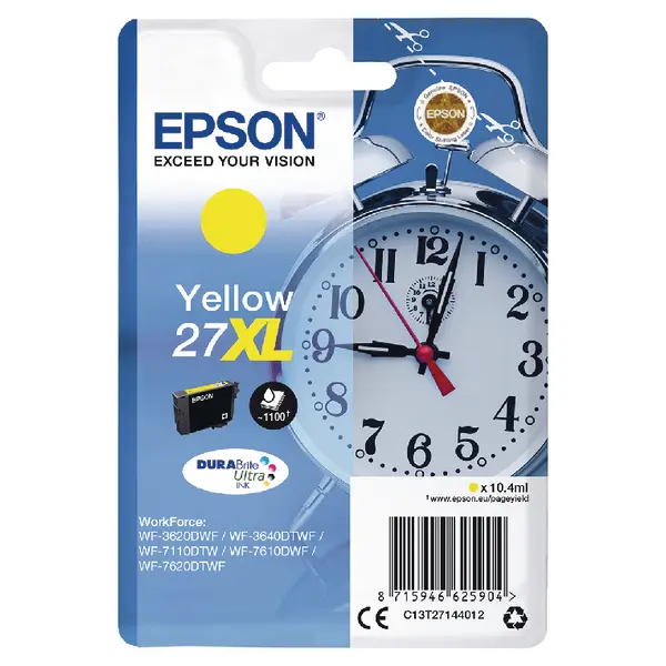 OEM Epson 27XL High Capacity Yellow Ink Cartridge C13T27144012