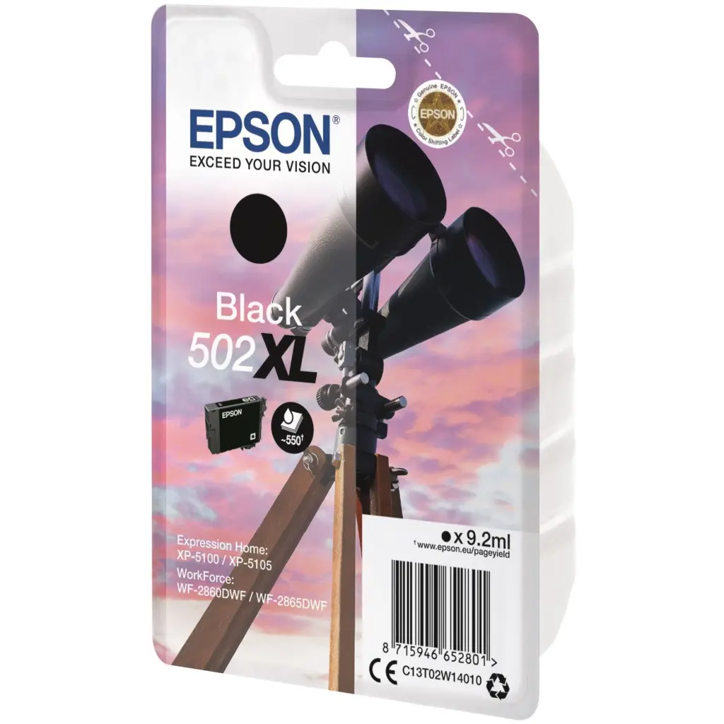 OEM Epson 502XL High Capacity Black Ink Cartridge C13T02W14010