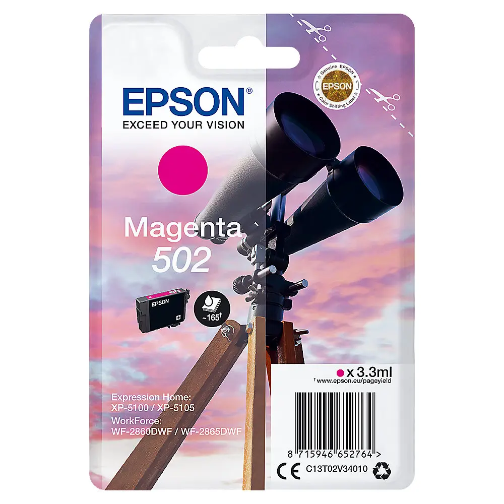 OEM Epson C13T02V34010 (502) Ink Cartridge Magenta 160 Pages 3.3ml
