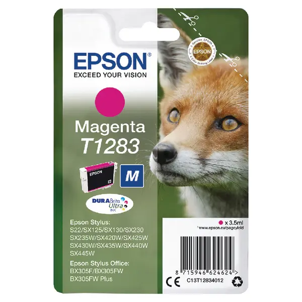 OEM Epson C13T12834012 (T1283) Ink Cartridge Magenta 140 Pages 3.5ml