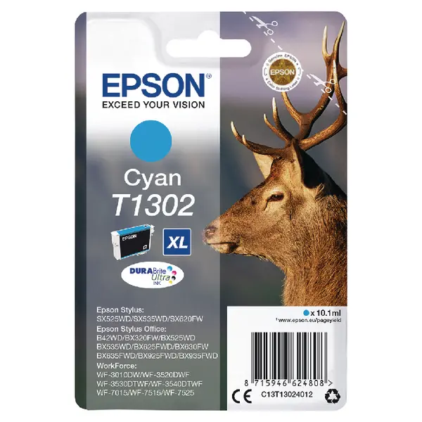 OEM Epson C13T13024012 (T1302 Ink Cartridge Cyan XL 765 Pages 10.1ml
