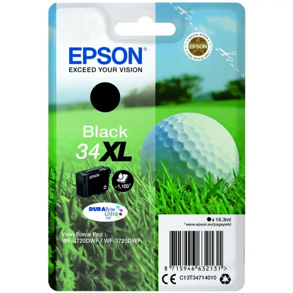 OEM Epson C13T34714010 (34XL) Ink Cartridge Black High Capacity 1.1K Pages 16.3ml