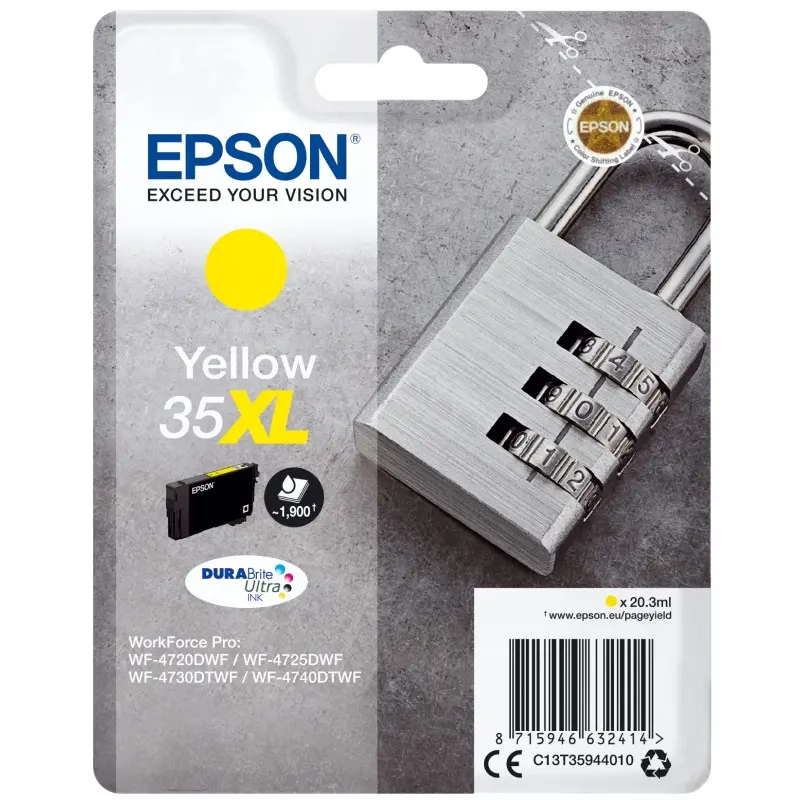 OEM Epson C13T35944010 (35XL) Ink Cartridge Yellow High Capacity 1.9K Pages 20.3ml