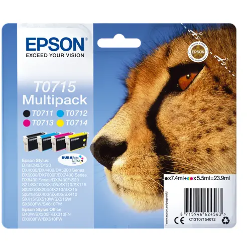 OEM Epson T0715 (C13T07154012) Original Ink Cartridge Multipack (Cheetah)
