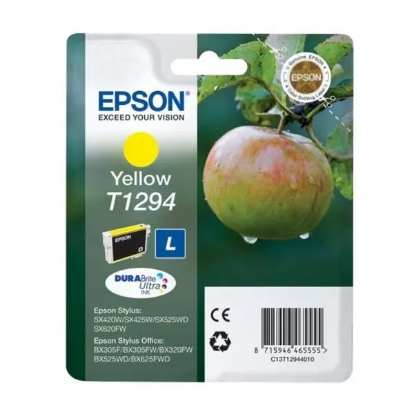 OEM Epson T1294 High Capacity Yellow Ink Cartridge 515 pages 7ml C13T12944010 C13T12944012