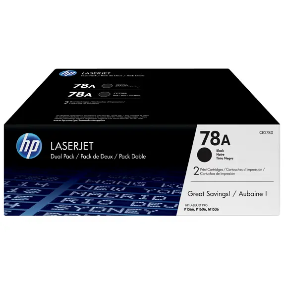 OEM HP CE278AD (78A) Toner Black 2.1K Pages Pack Qty 2