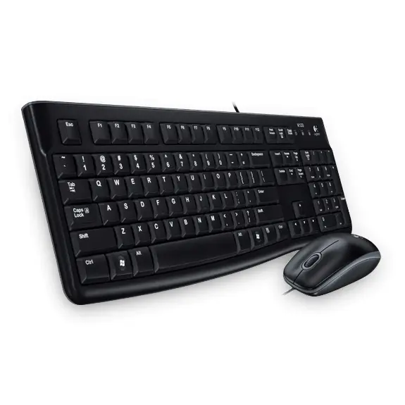 OEM Logitech Desktop MK120 Keyboard Mouse included USB Qwerty English Black