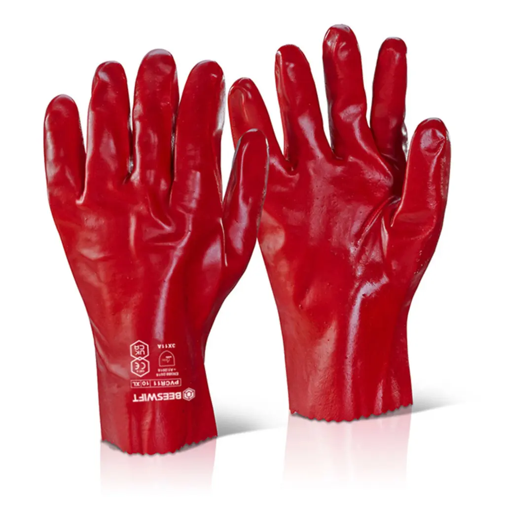 PVC Gauntlet Red 11â€ 