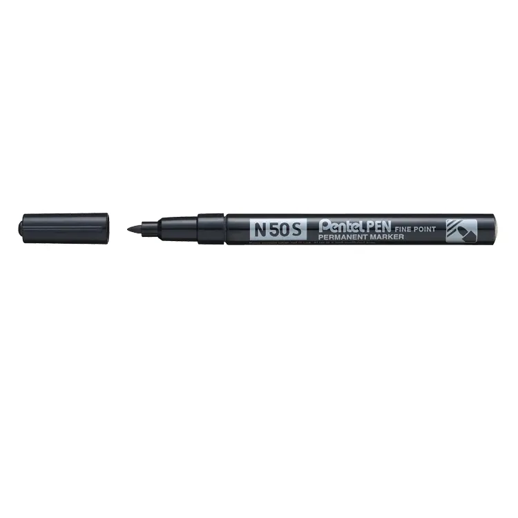 Pentel N50S Black Fine Point Permanent Bullet Markers Pack of 12