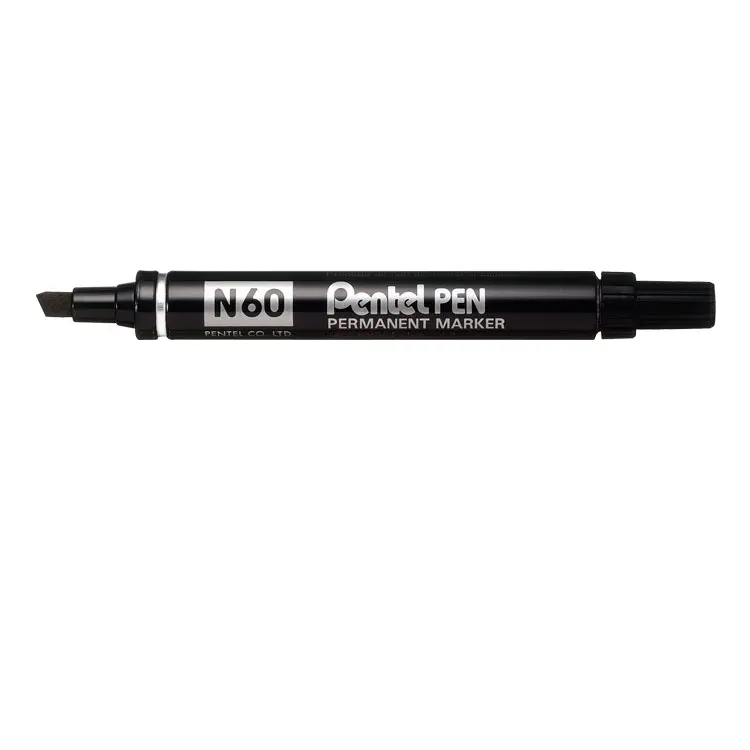 Pentel N60 Black Permanent Chisel Markers Pack of 12