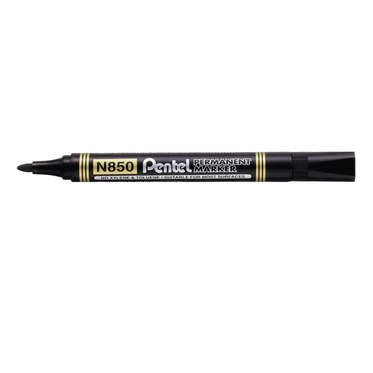 Pentel N850 Black Bullet Tip Permanent Marker Pack of 12