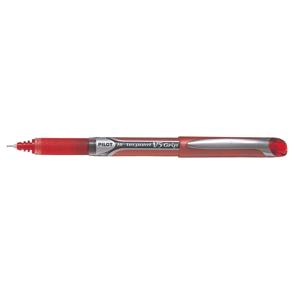 Pilot Hi-Tecpoint V5 Grip Liquid Ink Rollerball Red - Fine Tip (12)