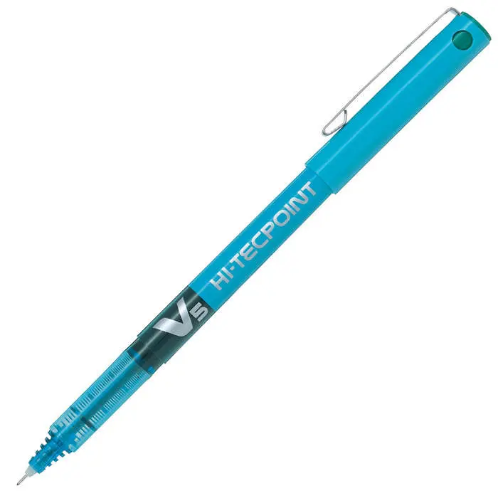 Pilot Hi-Tecpoint V5 Liquid Ink Rollerball Pen Light Blue- Fine Tip (12)