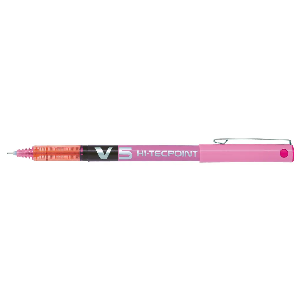 Pilot Hi-Tecpoint V5 Liquid Ink Rollerball Pen Pink- Fine Tip (12)