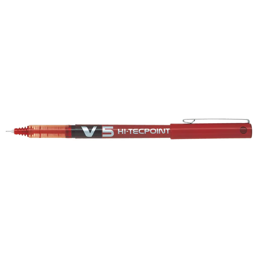 Pilot Hi-Tecpoint V5 Liquid Ink Rollerball Pen Red- Fine Tip (12)