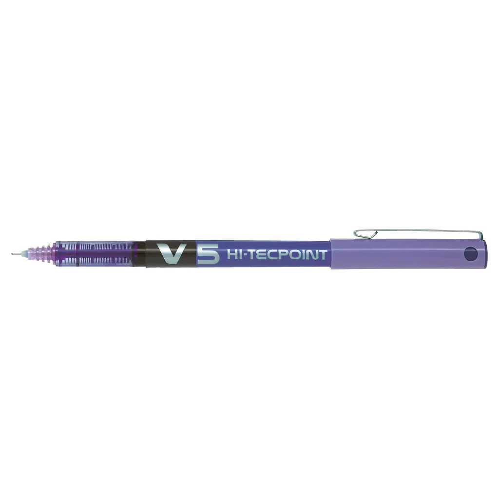 Pilot Hi-Tecpoint V5 Liquid Ink Rollerball Pen Violet- Fine Tip (12)