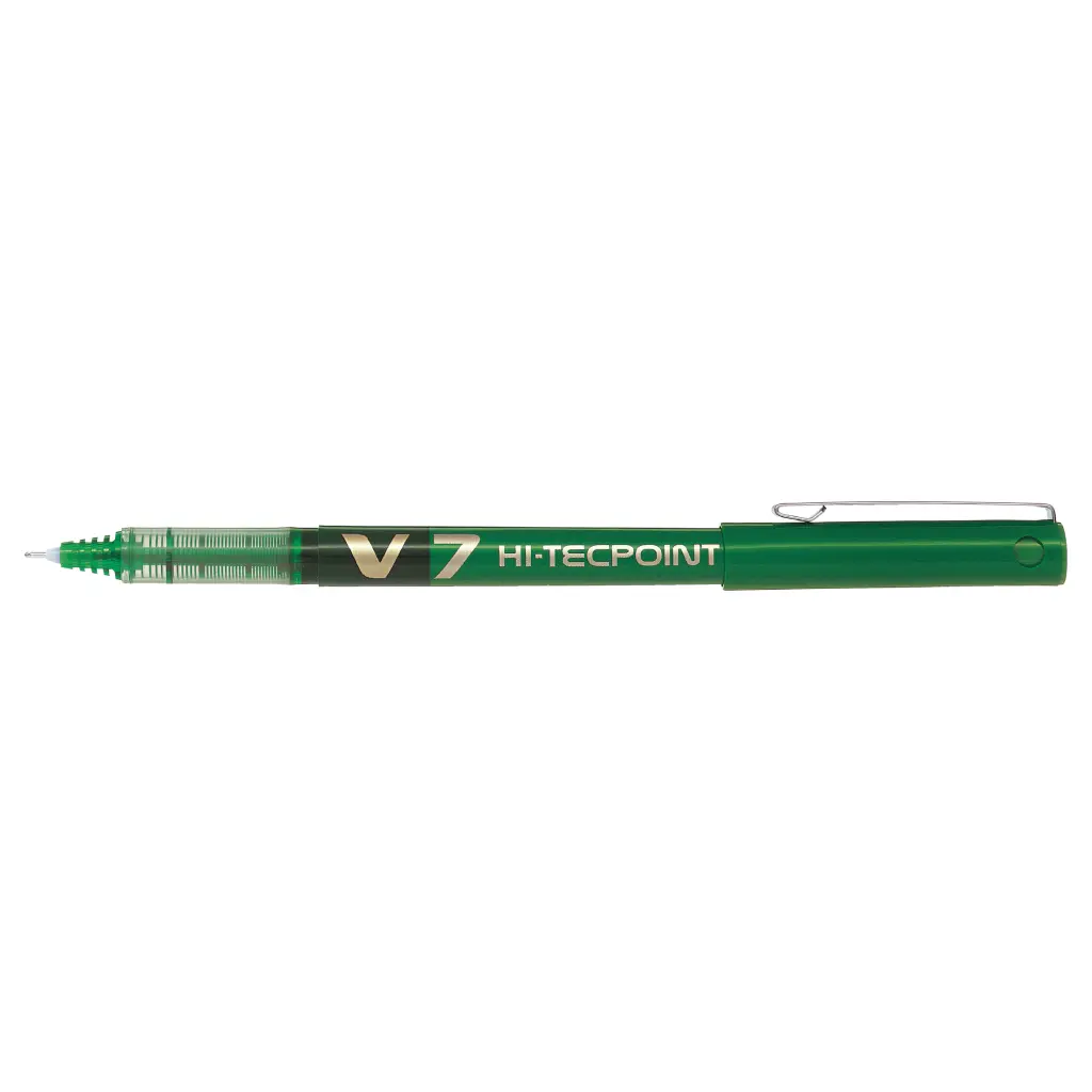Pilot Hi-Tecpoint V7 Liquid Ink Rollerball Green - Medium Tip (12)