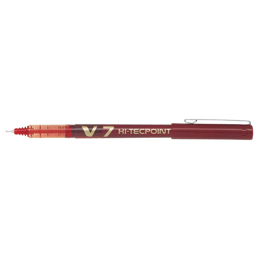Pilot Hi-Tecpoint V7 Liquid Ink Rollerball Red - Medium Tip (12)