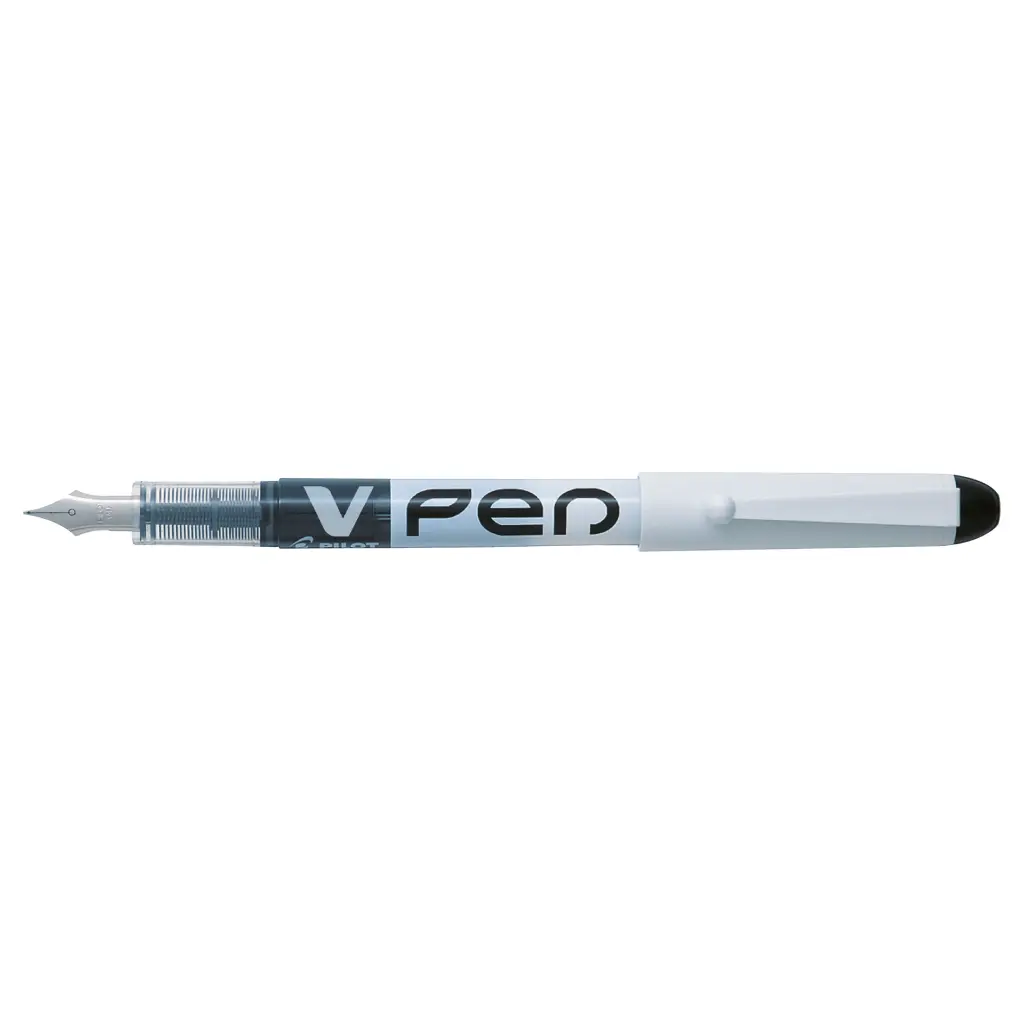 Pilot V-Pen White Barrel Fountain Pen Black - Medium Tip (12)