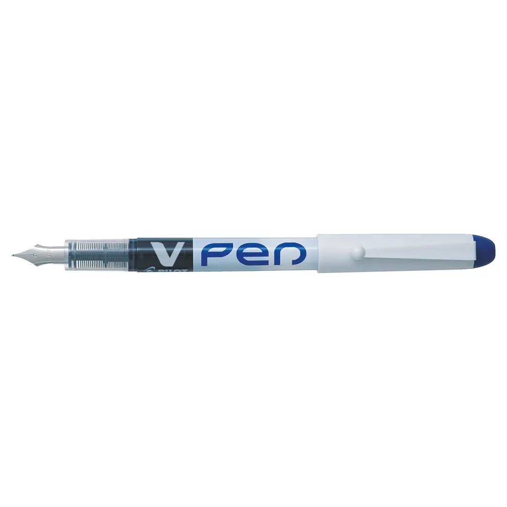 Pilot V-Pen White Barrel Fountain Pen Blue- Medium Tip (12)