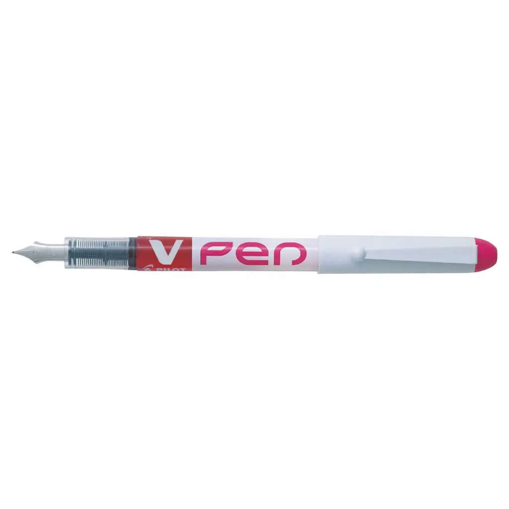 Pilot V-Pen White Barrel Fountain Pen Pink- Medium Tip (12)