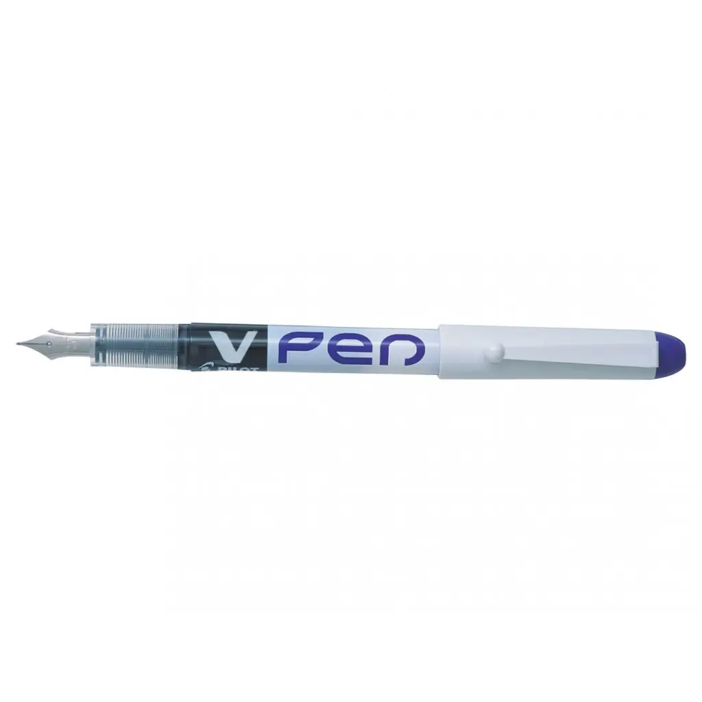 Pilot V-Pen White Barrel Fountain Pen Violet- Medium Tip (12)