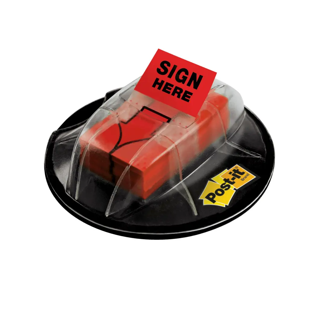Post-it® Index Medium Flags SIGN HERE Symbol Red 25.4 mm x 43.2 mm 200 Flags/Dispenser 1 Dispenser/Pack
