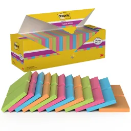 Post-it Super Sticky Notes Assorted Colours 76x76mm Promo Pad 21 + 3 FREE Pads