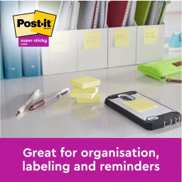Post-it Super Sticky Notes Canary Yellow 76mm x 76mm 12 Pads