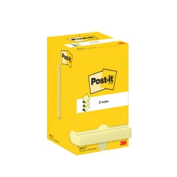 Post-it® Z-Notes Canary Yellow 76 mm x 76 mm 100 Sheets/Pad 12 Pads/Pack Cardboard Pack 