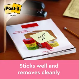 Post-it® Z-Notes Canary Yellow 76 mm x 76 mm 100 Sheets/Pad 12 Pads/Pack Cardboard Pack 