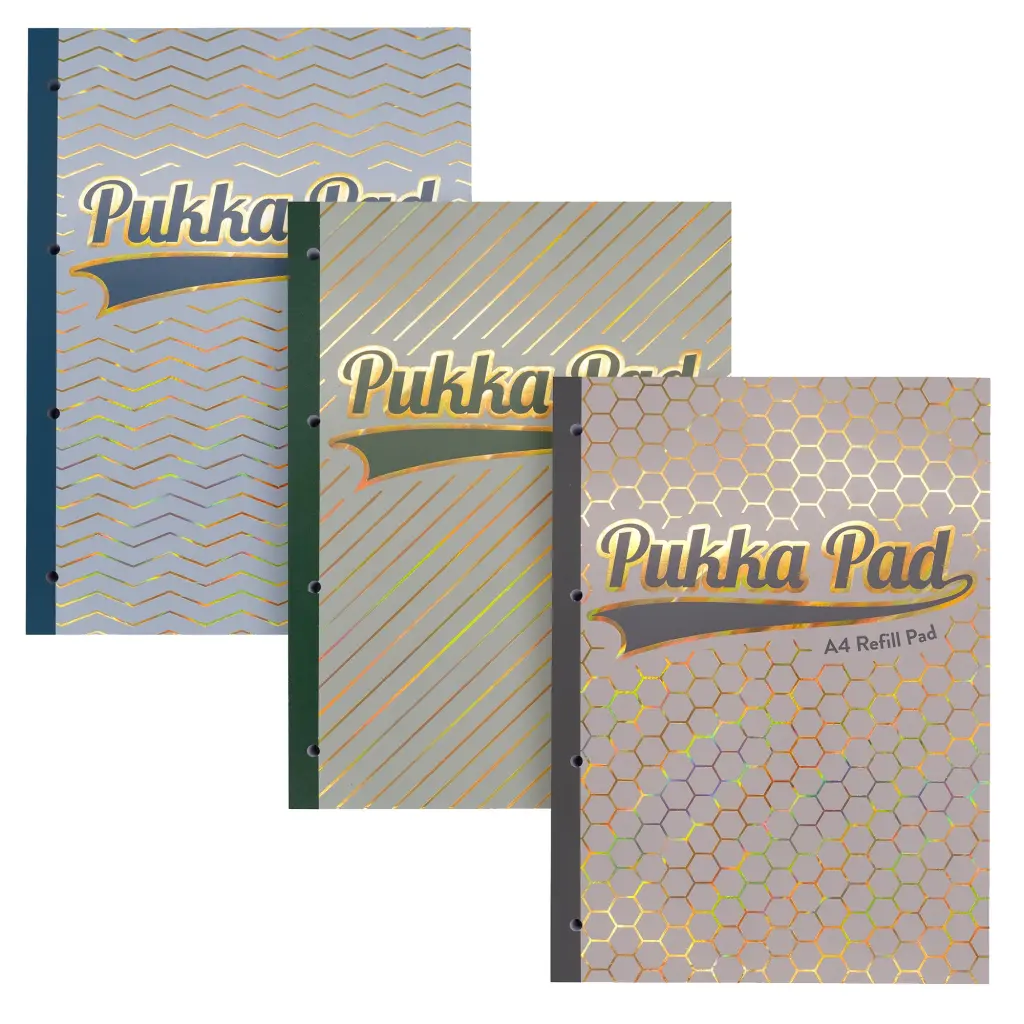 Pukka Pad Haze A4 Refill Pad 300 Pages 4 Hole Punched Sidebound with Margin (3) Assorted 