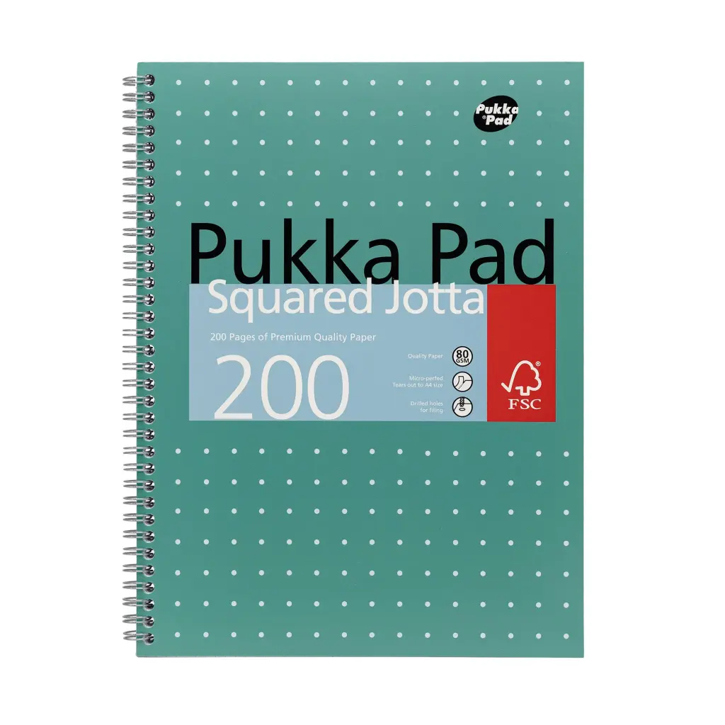 Pukka Pad Metallic Jotta A4 Wirebound Hardcover Notepad 100 80GSM Square Sheets (3)