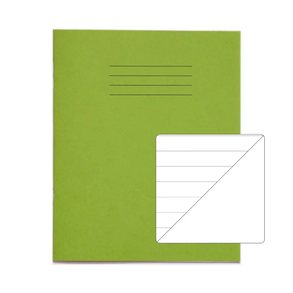 RHINO 8 x 6.5 Exercise Book 32 Page Light Green F12/B (Pack of 100)