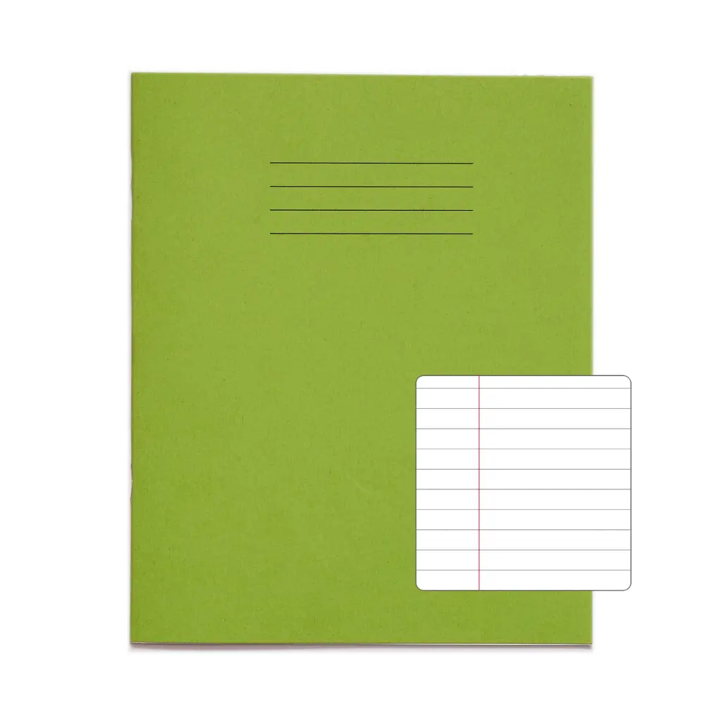 RHINO 8 x 6.5 Exercise Book 48 Page Light Green F8M (Pack of 100)