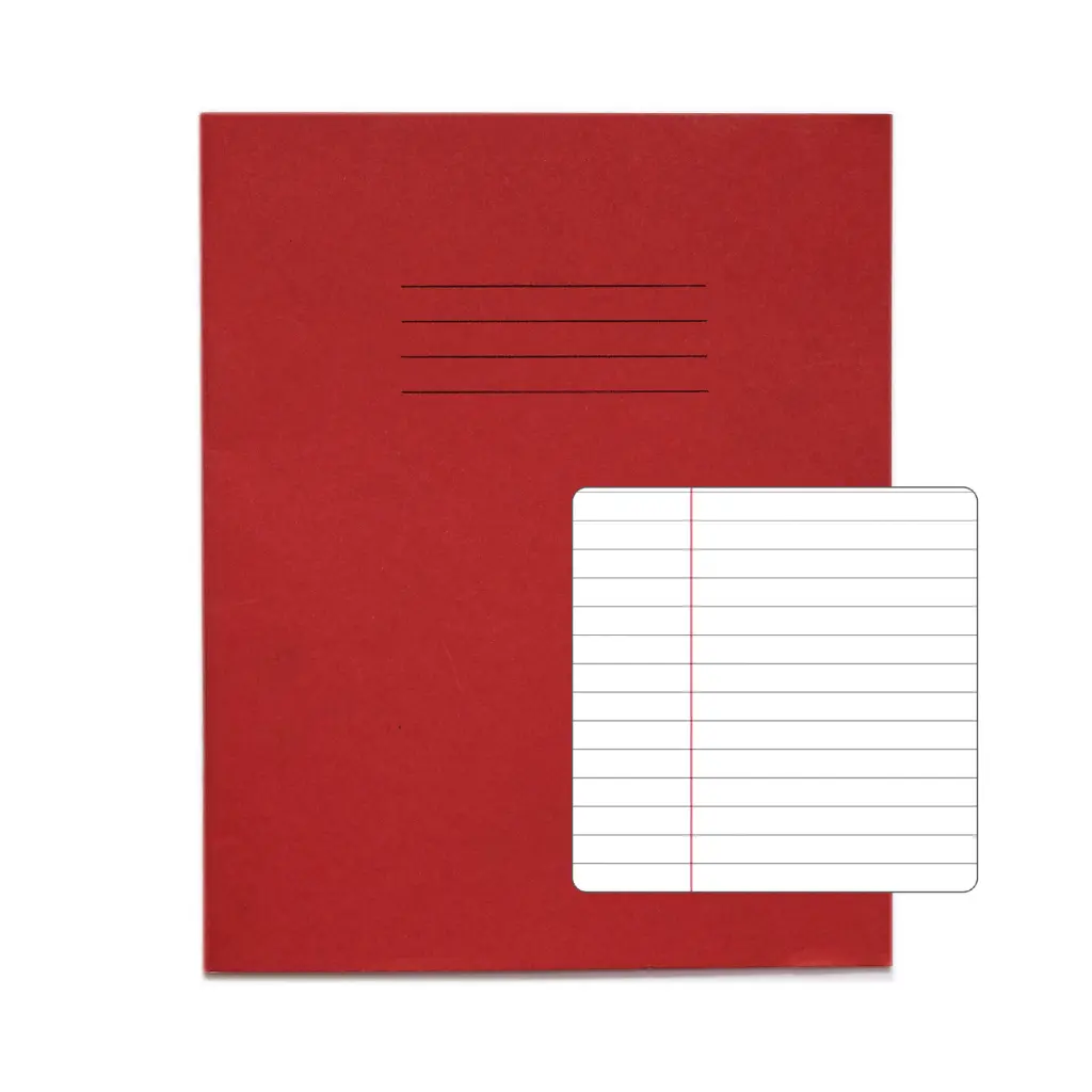 RHINO 8 x 6.5 Exercise Book 48 Page Red F6M (Pack of 100)