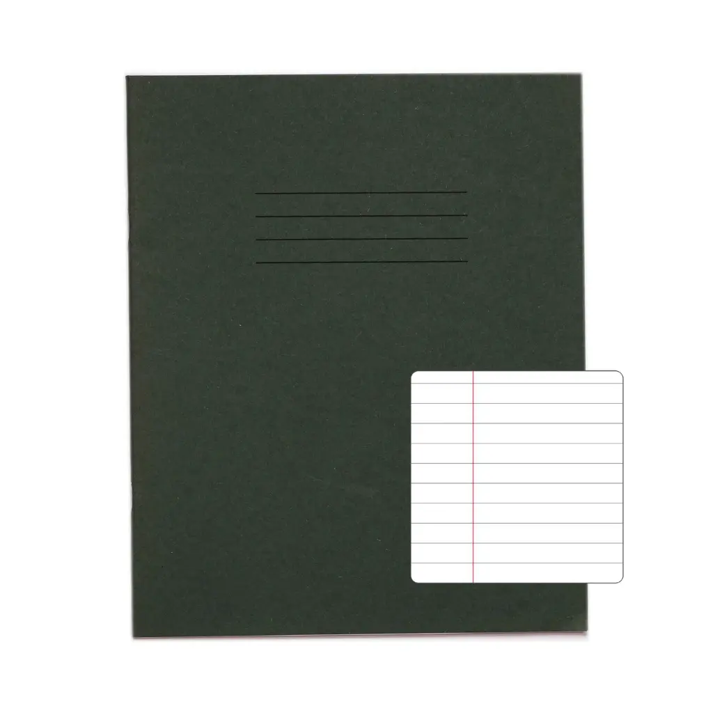 RHINO 8 x 6.5 Exercise Book 80 Page Dark Green F8M (Pack of 100)
