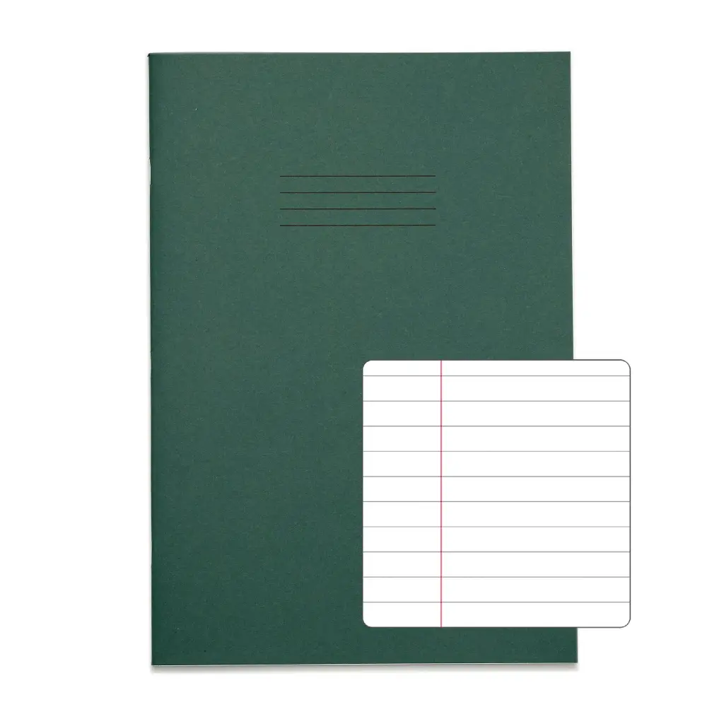 RHINO A4 Exercise Book 80 Page Dark Green F8M (Pack of 10)