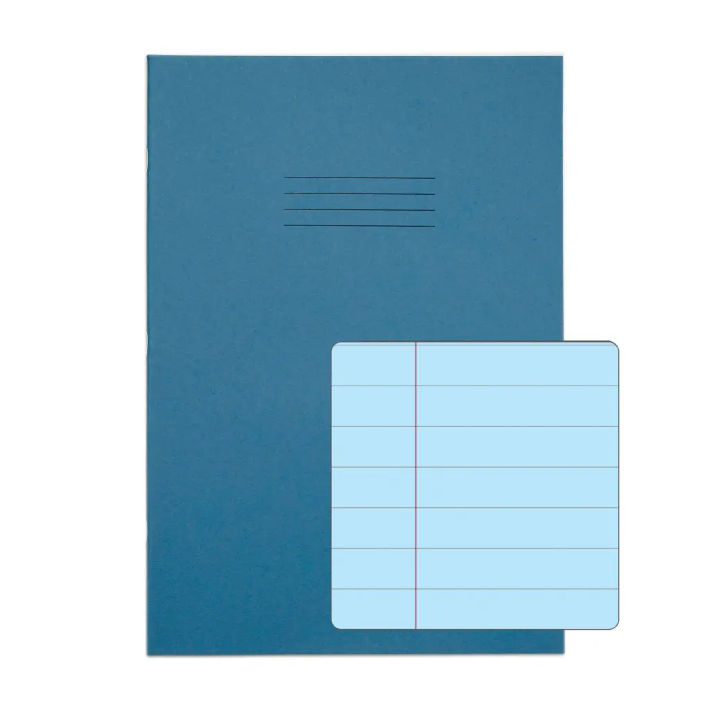 RHINO A4 Special Exercise Book 48 Page Light Blue with Tinted Blue Paper F12M (Pack of 10)