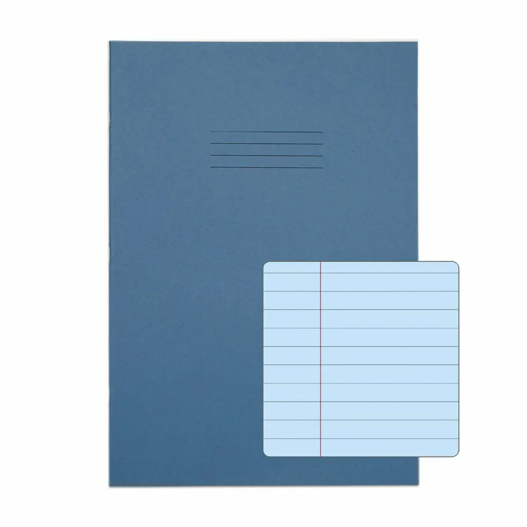 RHINO A4 Special Exercise Book 48 Page Light Blue with Tinted Blue Paper F8M (Pack of 10)