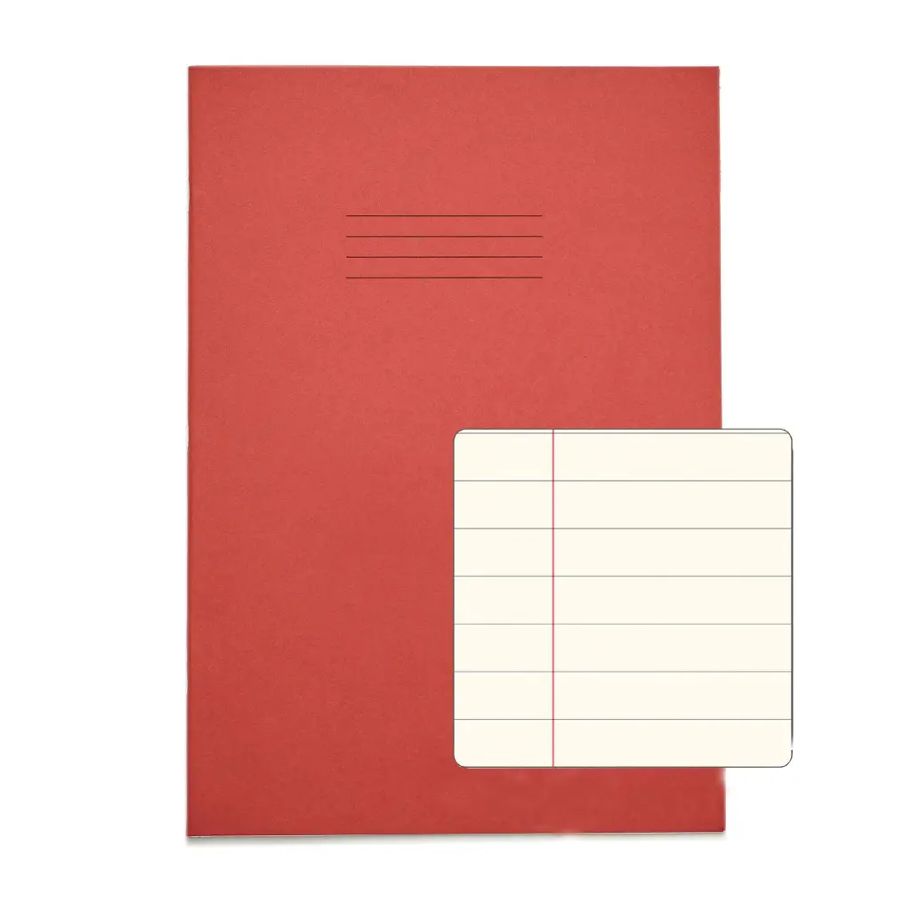 RHINO A4 Special Exercise Book 48 Page Red with Tinted Cream Paper F12M (Pack of 10)