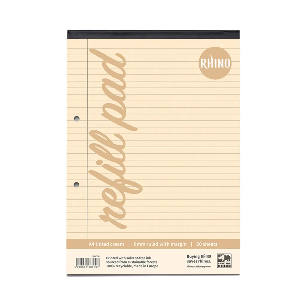 RHINO A4 Special Refill Pad 50 Leaf Cream Tinted Paper F8M (Pack of 6)